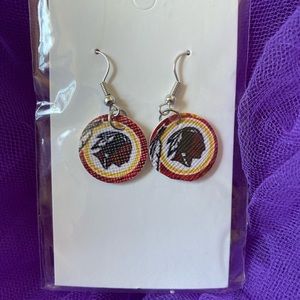 NFL Redskins faux vinyl leather earrings